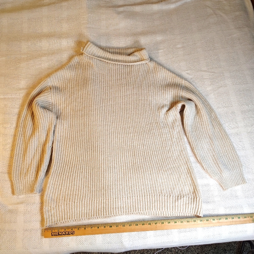 AMERICAN RAG Light Beige Ribbed Knit Turtleneck Sweater oversized women's 1x
